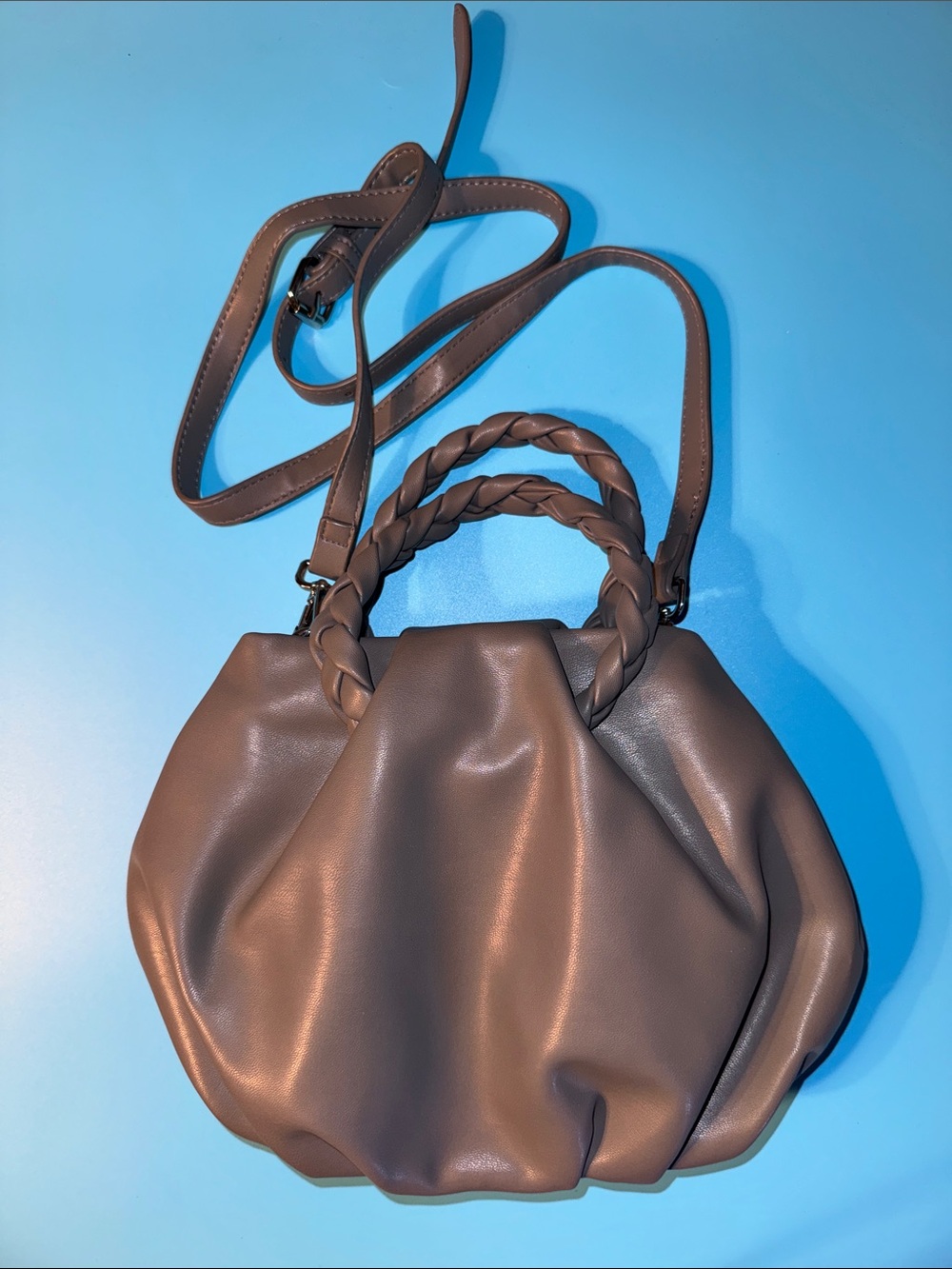 Gray Leather Handbag Shoulder Bag Crossbody Bag NEW